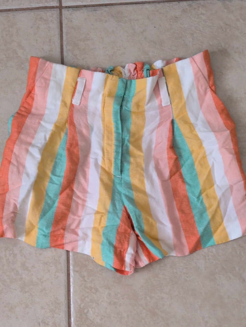LOFT Pastel  Striped Linen Blend Shorts Size Small